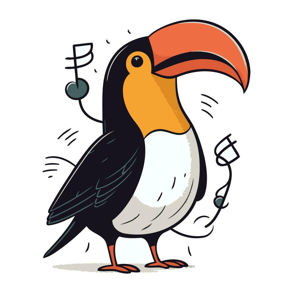 Toucan with a plug in its mouth. Vector illustration.