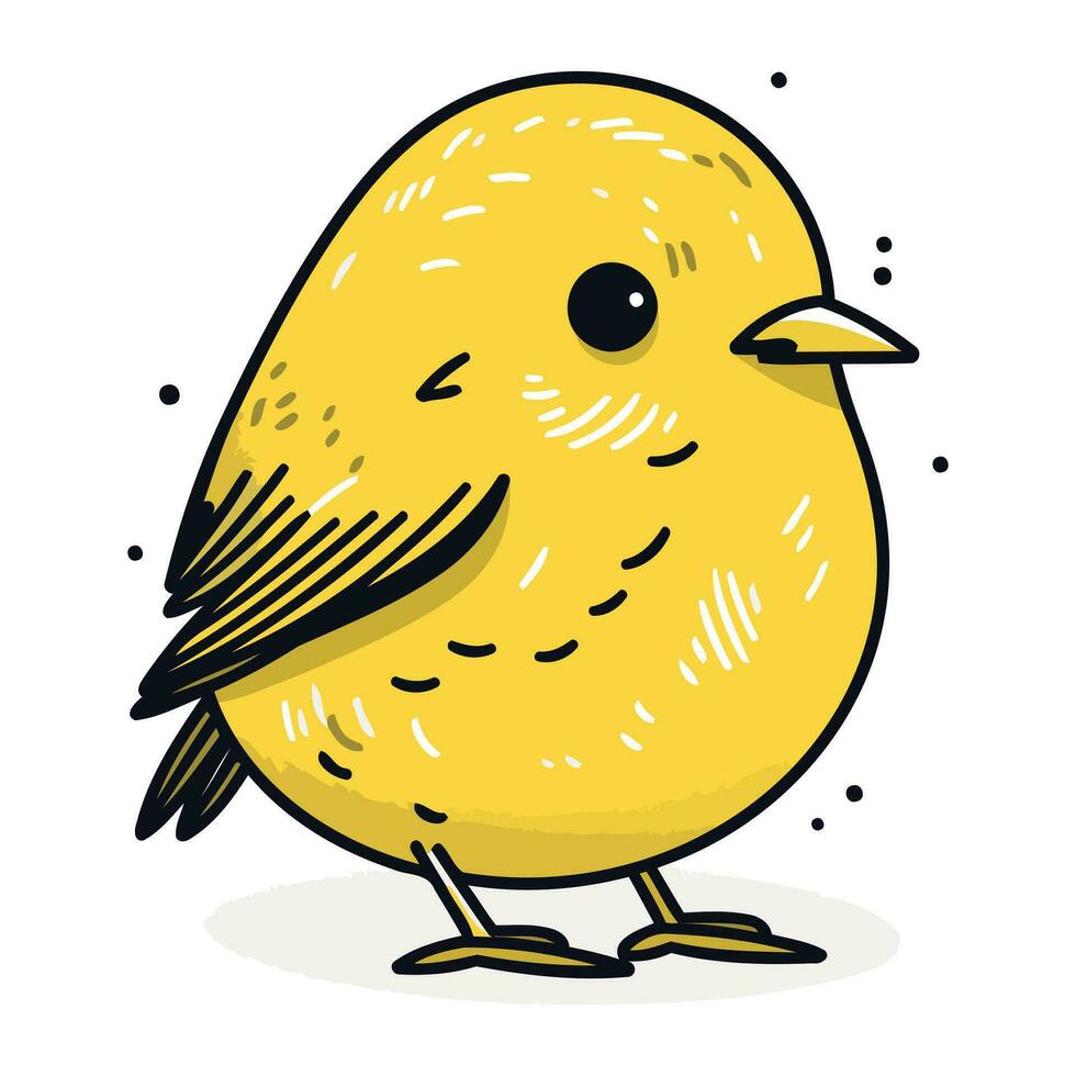 linda pequeño amarillo pájaro aislado en blanco antecedentes. vector ilustración.