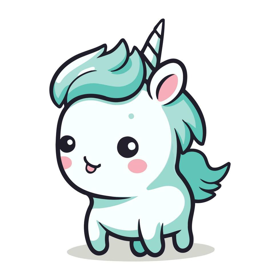 Cute unicorn character design. Cute cartoon unicorn vector illustration.