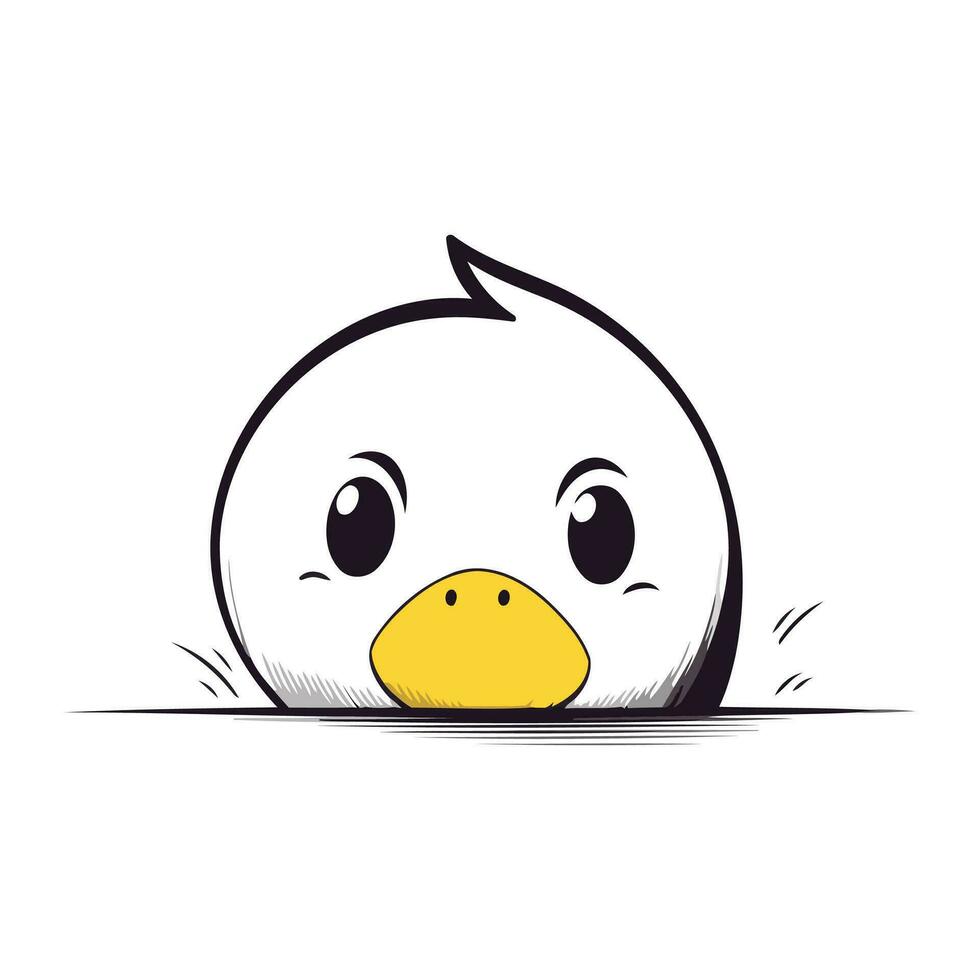 Cute cartoon duck. Vector illustration. Isolated on white background.