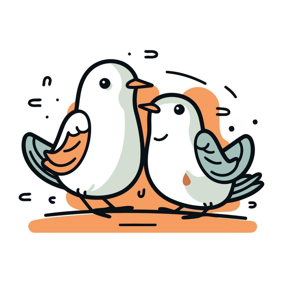 Cute doodle birds. Vector illustration in flat style.