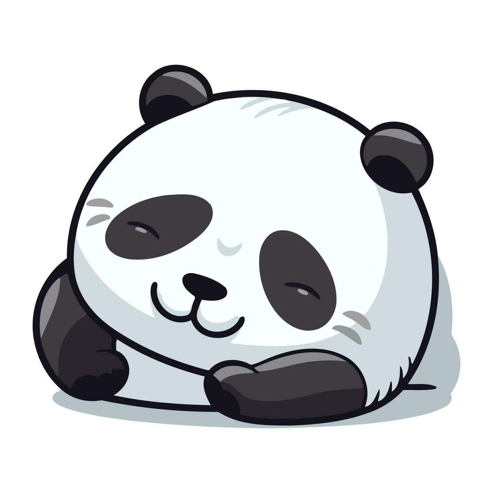 Cute panda bear sleeping isolated on white background. Vector illustration.