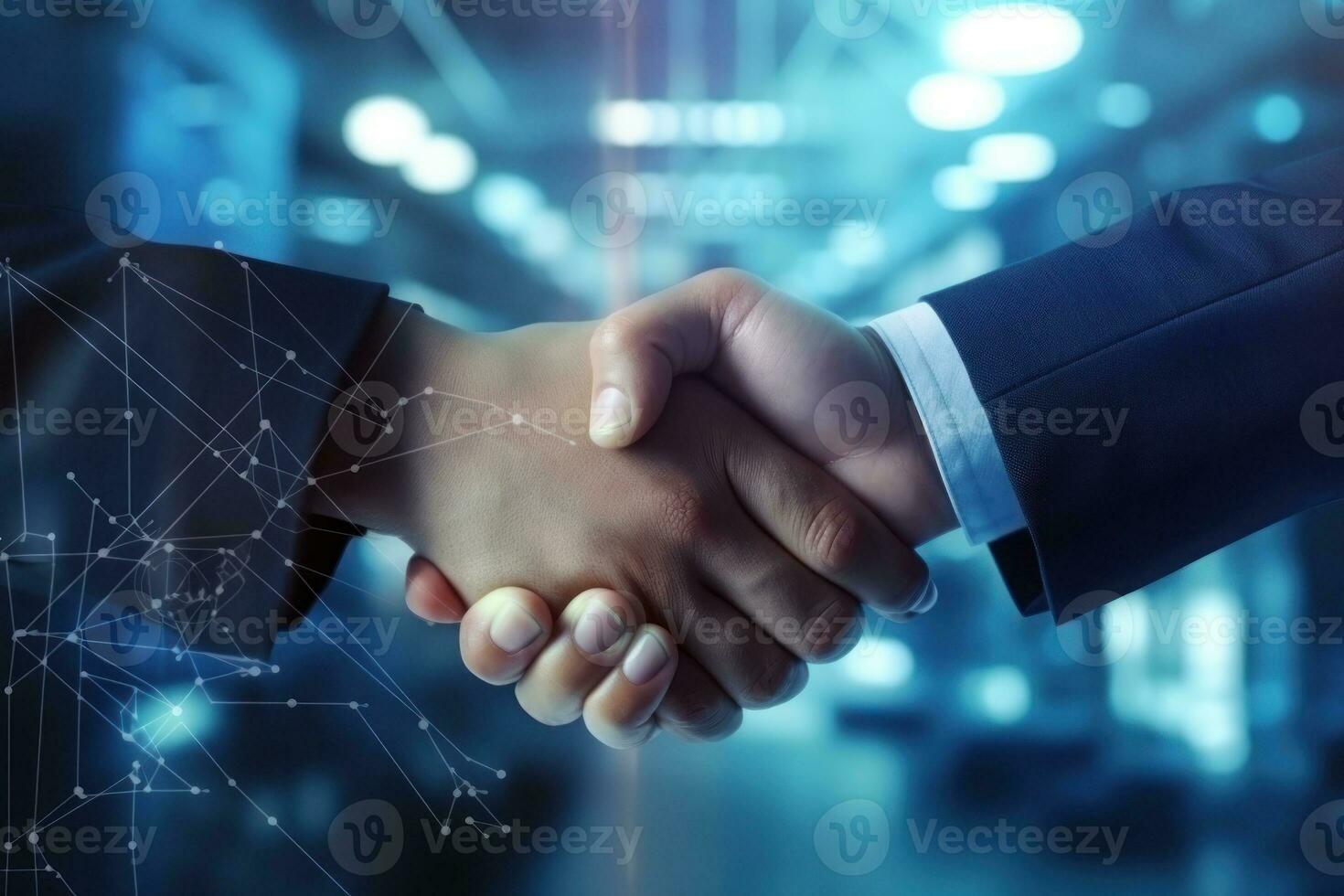 Businessmen making handshake with partner business joint venture concept. Generative AI photo