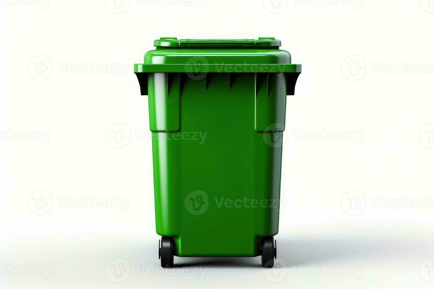 Green bin isolated on white background. Generative AI photo