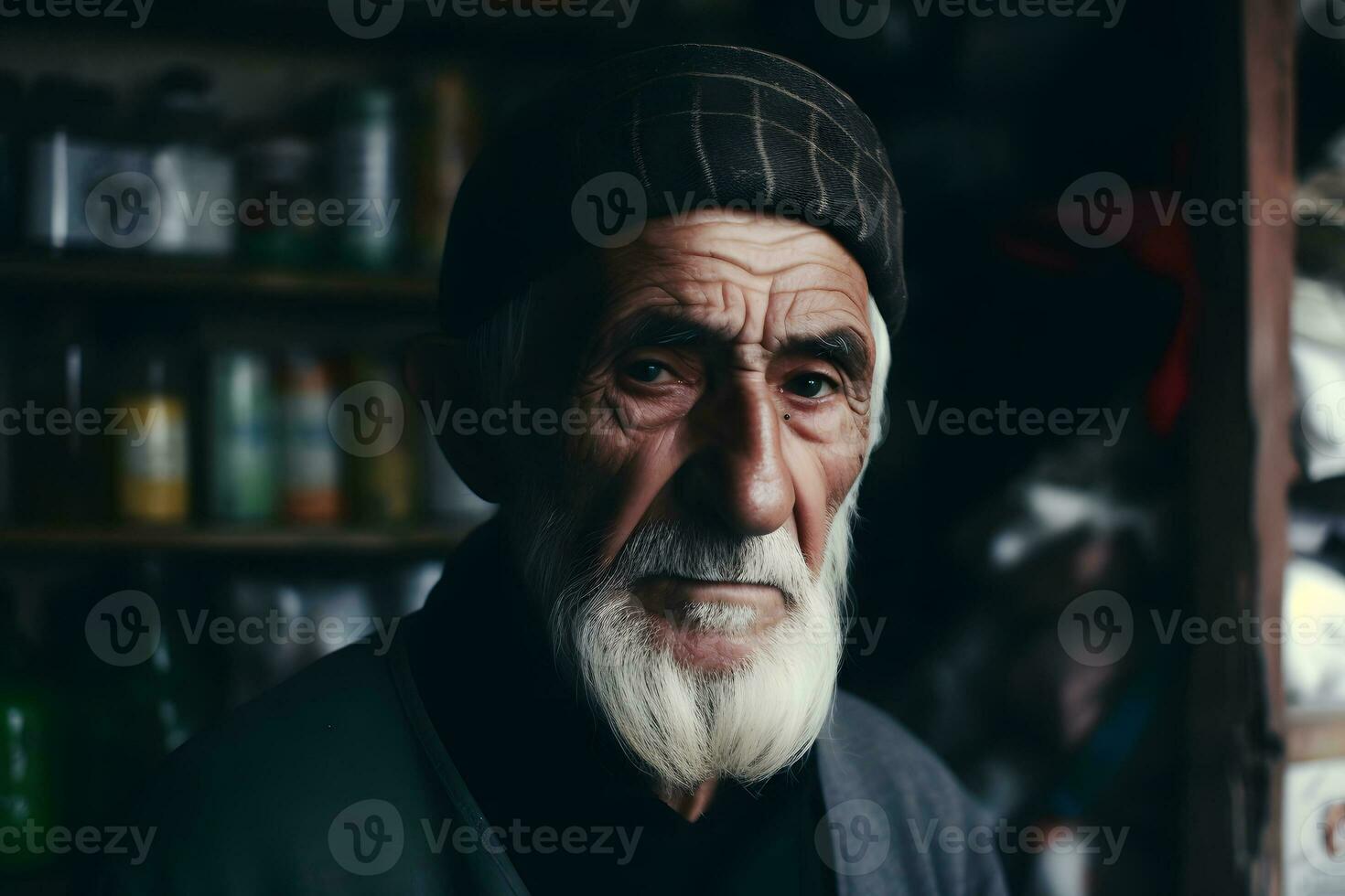 old turkish man at market.network AI generated photo