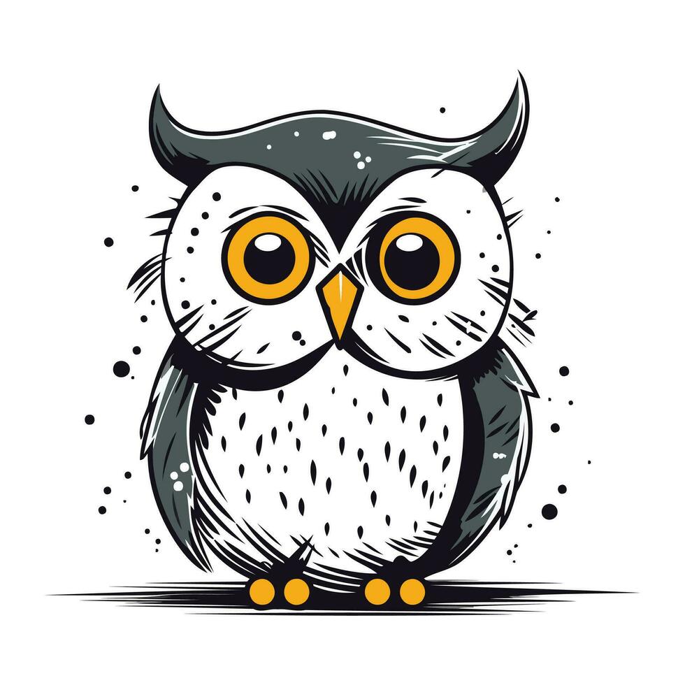 Vector illustration of a cute cartoon owl on a white background. Vector illustration.
