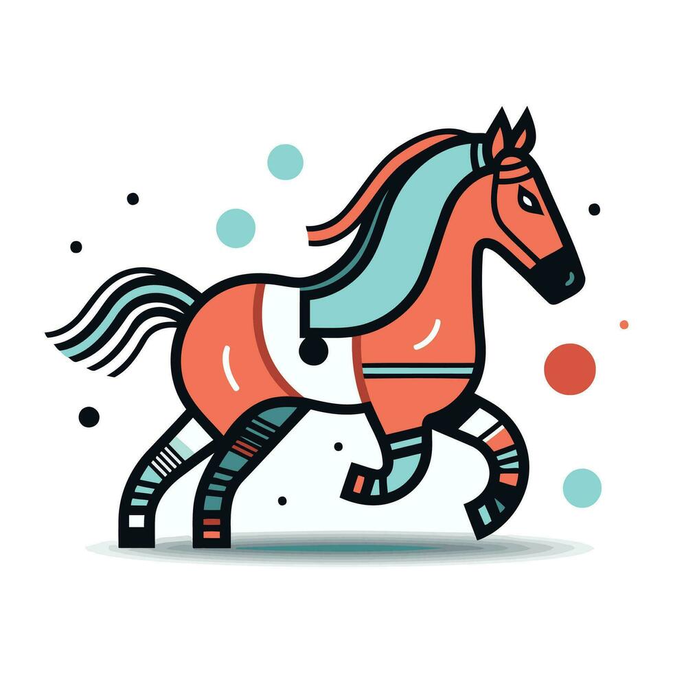 Running horse. Vector illustration in flat style. Isolated on white