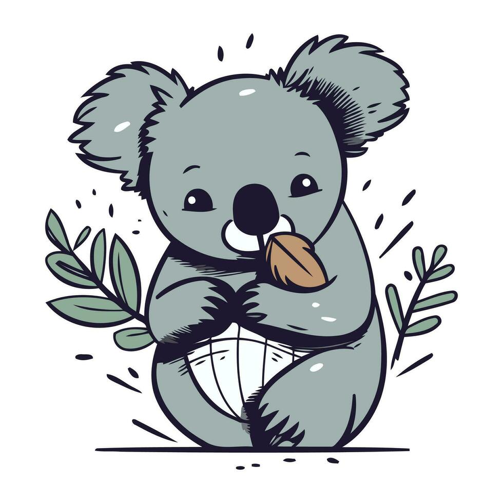 linda coala con tuerca. vector ilustración en dibujos animados estilo.
