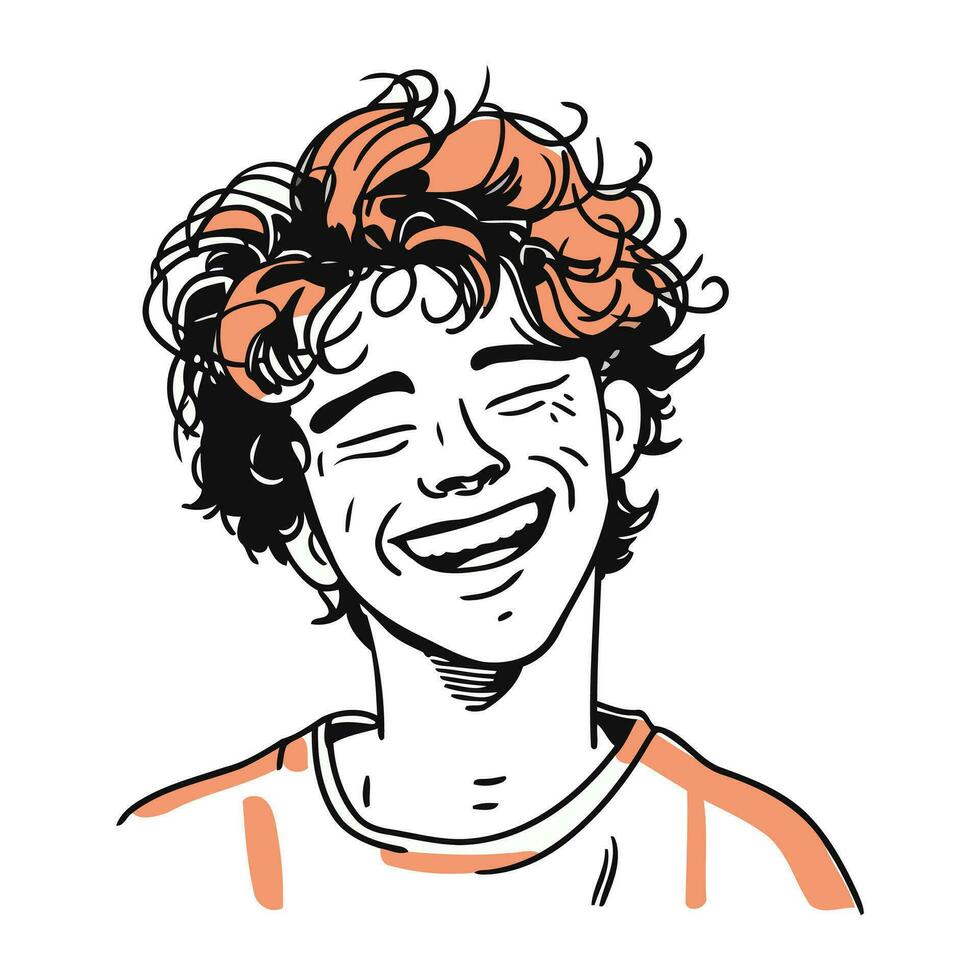 retrato de un sonriente joven hombre. mano dibujado vector ilustración.