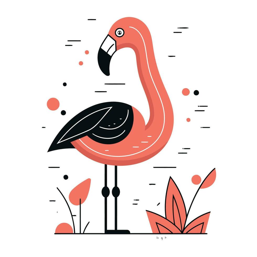 Flamingo vector illustration. Flamingo flat style. Exotic bird.