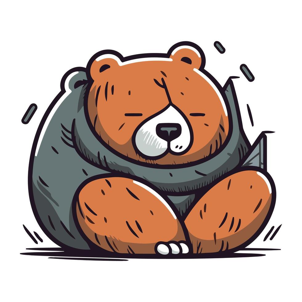 Cute cartoon bear sleeping. Vector illustration of a bear sleeping.