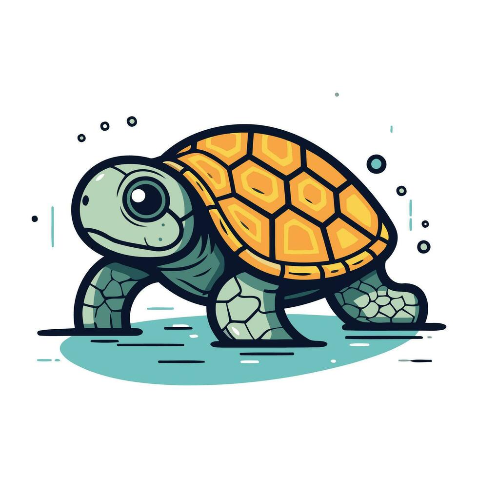 Cute cartoon turtle. Vector illustration isolated on a white background.