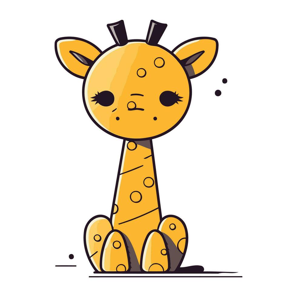 linda dibujos animados jirafa. vector ilustración en plano diseño estilo.