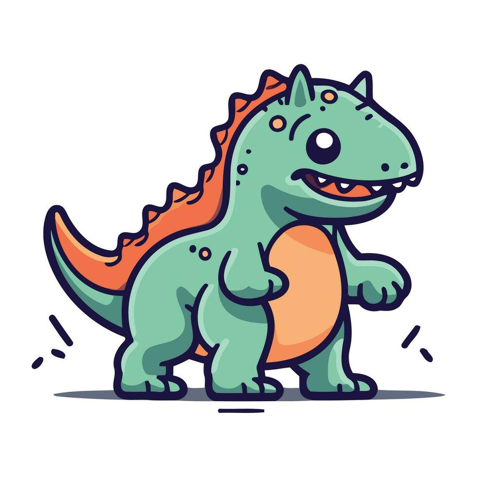 Cartoon dinosaur. Vector illustration of a cute dinosaur isolated on white background.