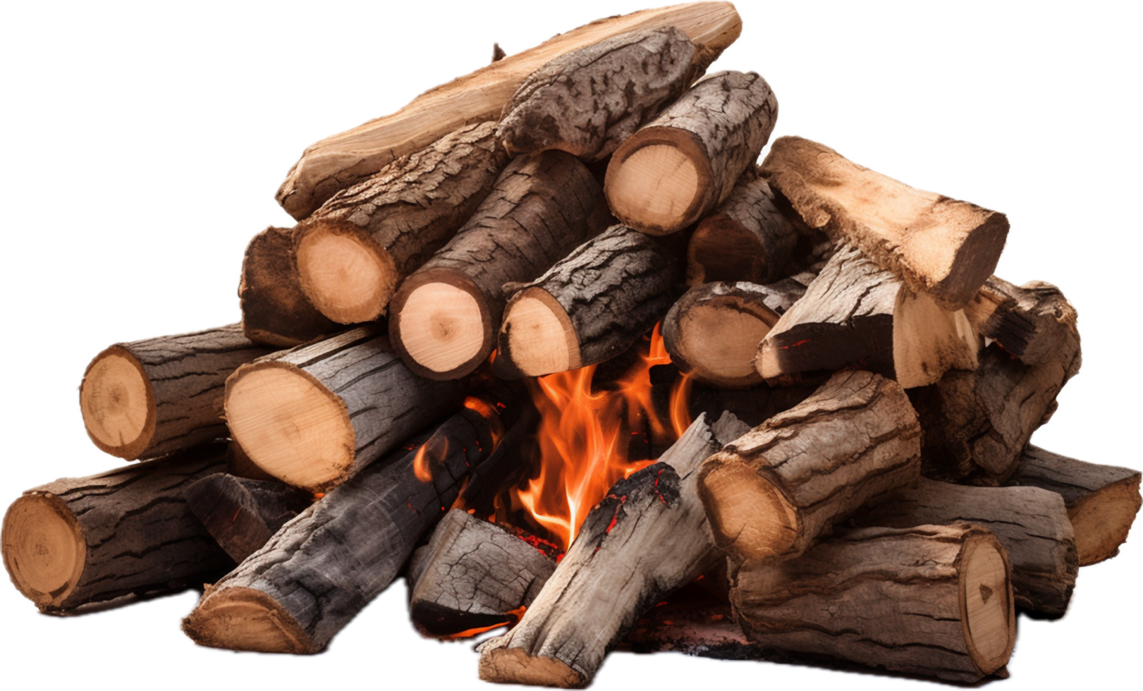 fuoco logs png con ai generato.