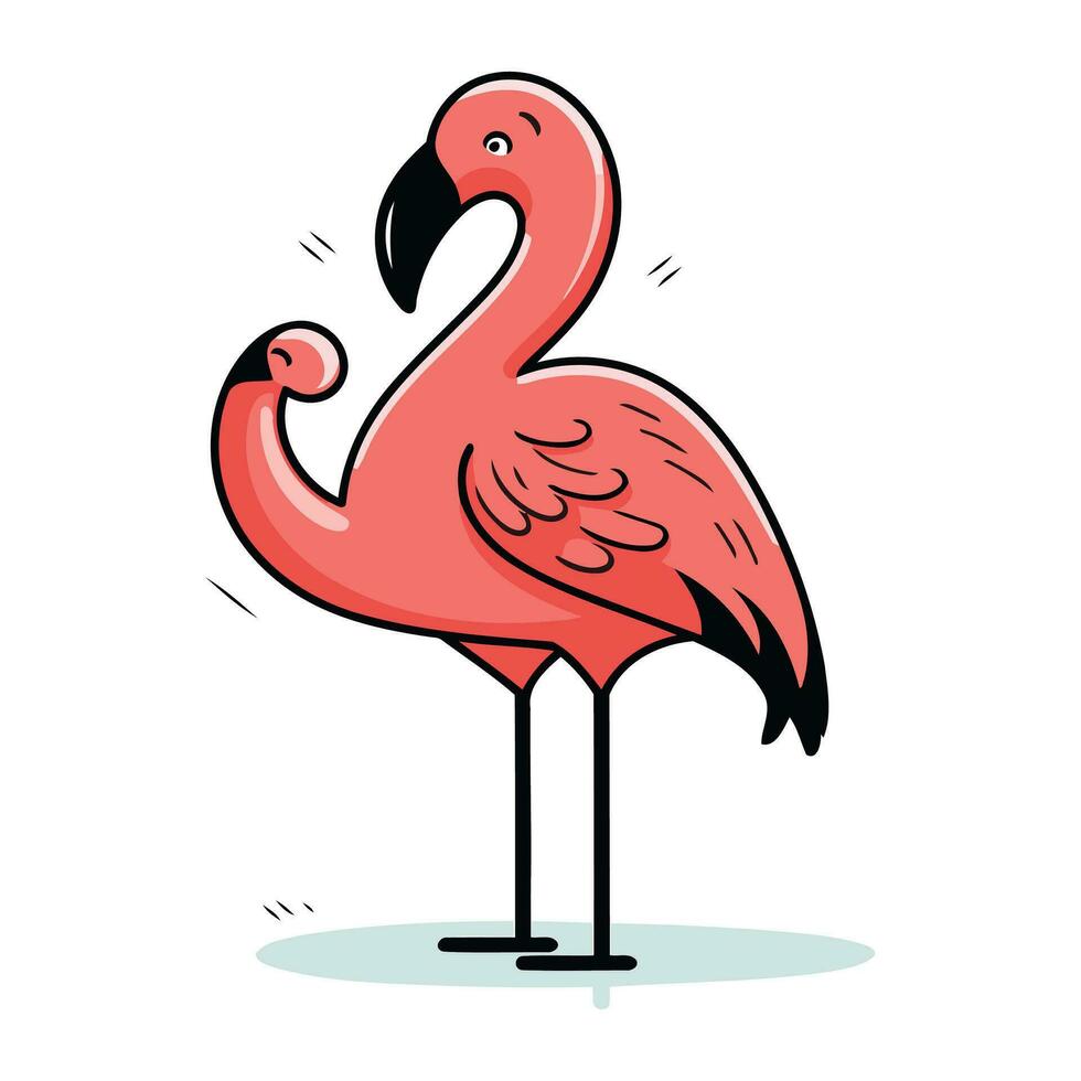 Flamingo. Vector illustration of a flamingo. Cartoon style.