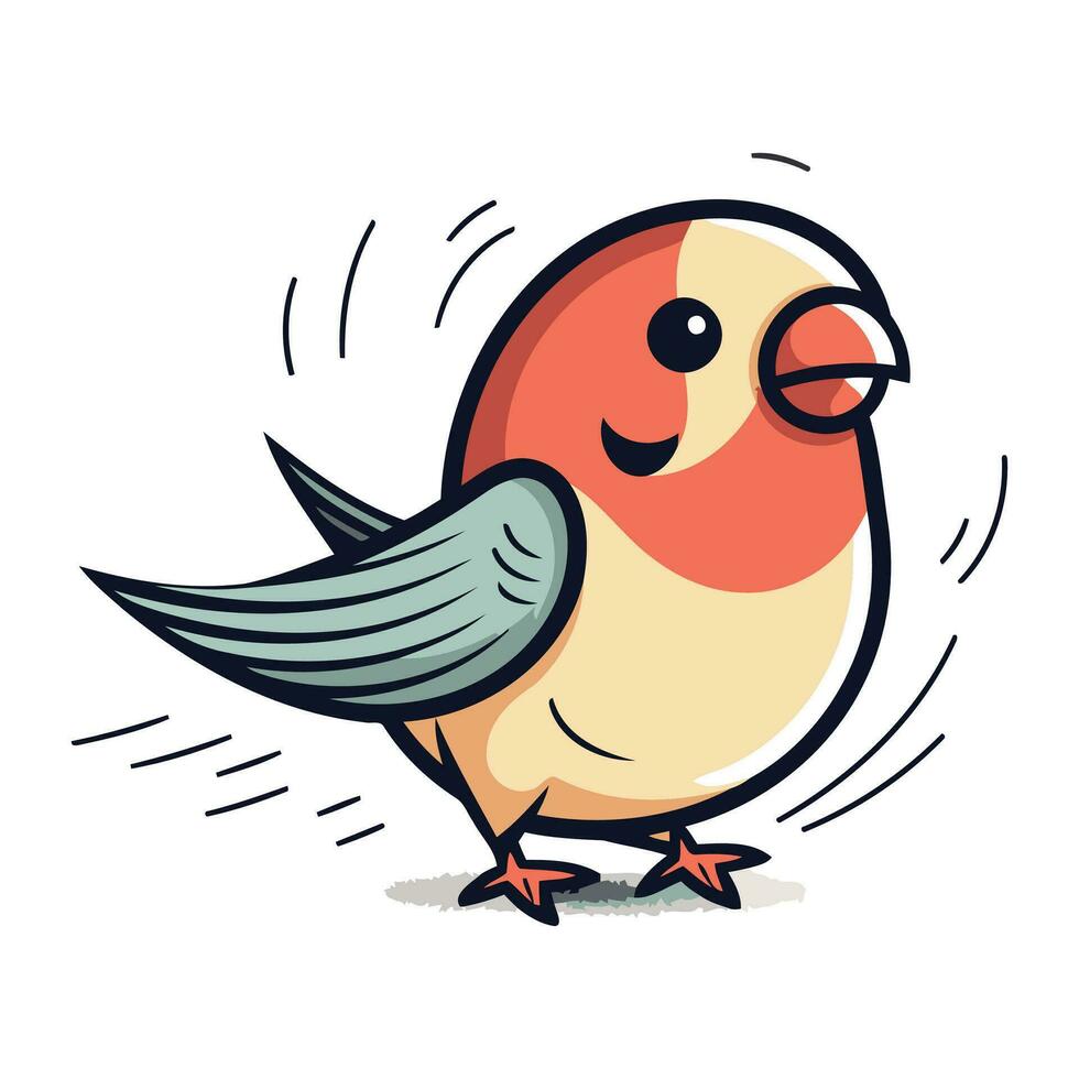 Vector illustration of a cute cartoon bullfinch on white background.