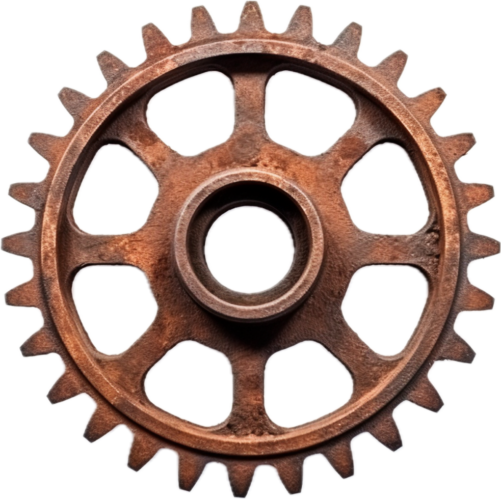 Rusty cog wheel png with AI generated.