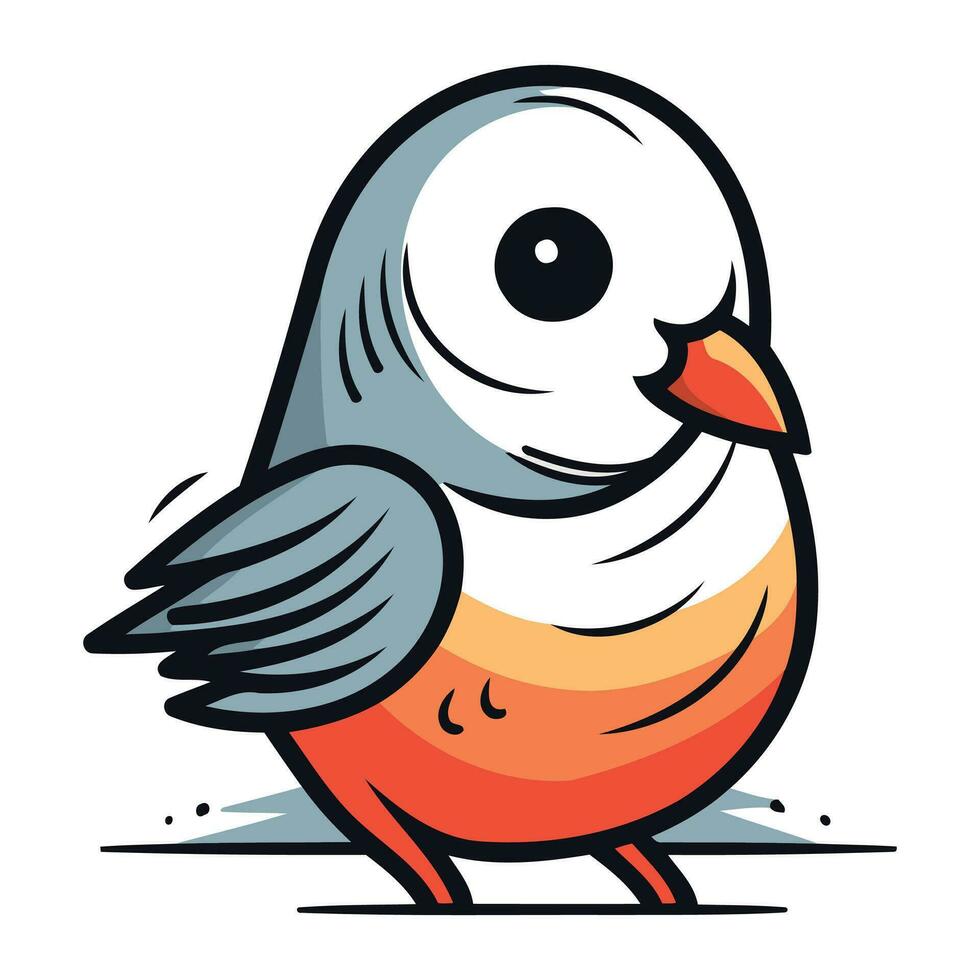 Vector illustration of a cute cartoon little bird. isolated on white background.
