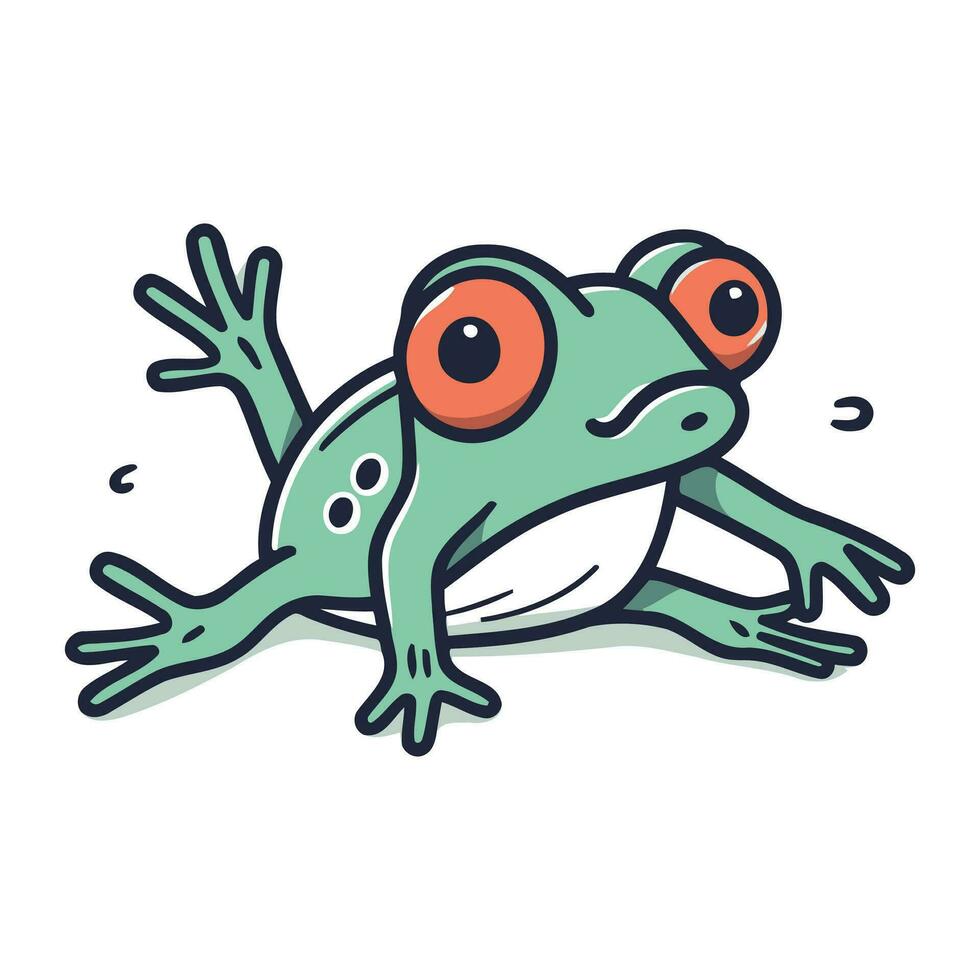 Frog with big eyes. Vector illustration of a cartoon frog.