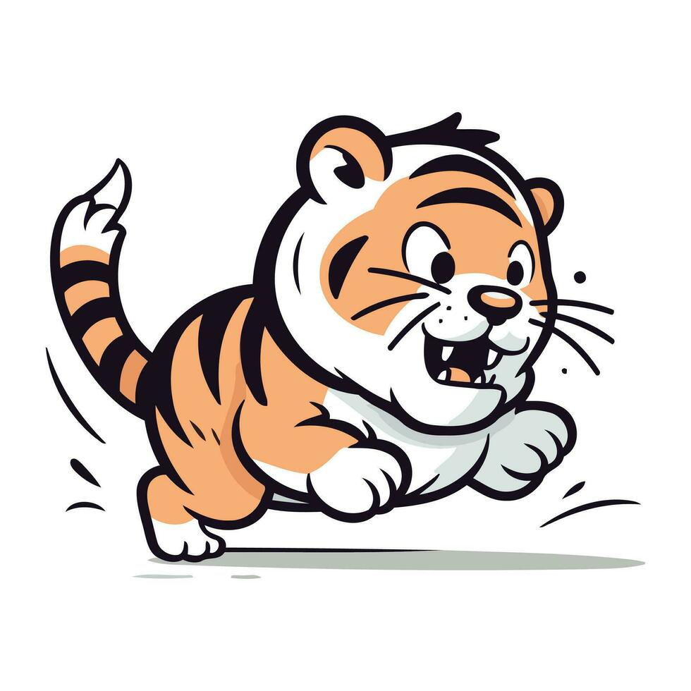 linda dibujos animados Tigre correr. vector ilustración. aislado en blanco antecedentes.