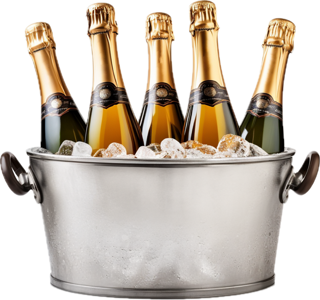 Champagne in the ice png with AI generated.