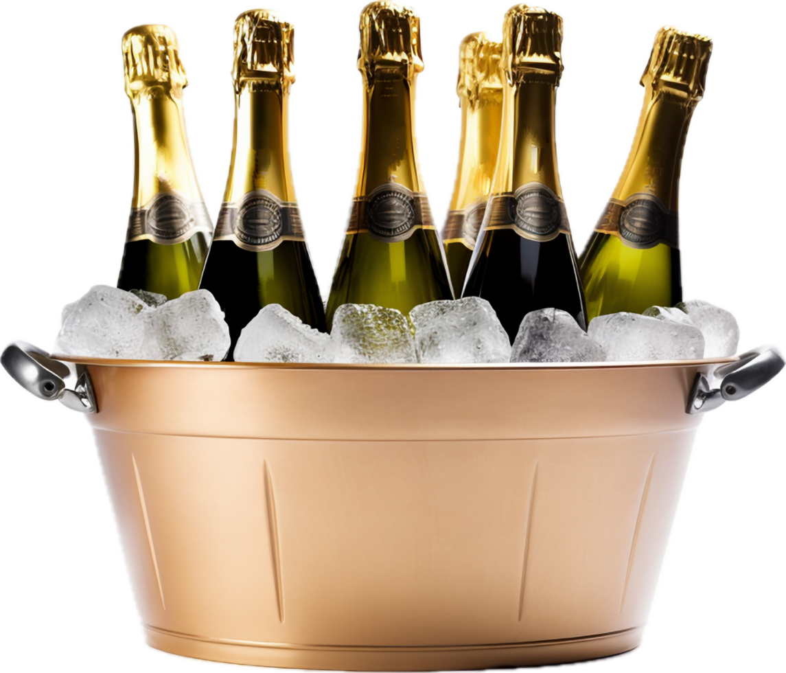 Champagne in the ice png with AI generated.
