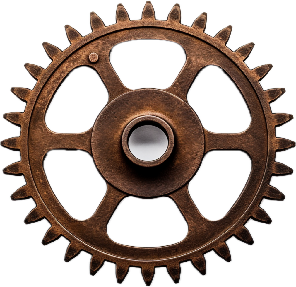 Rusty cog wheel png with AI generated.