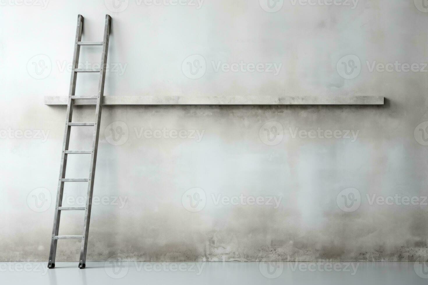 Blank dirty grunge wall with ladder. Generative AI photo
