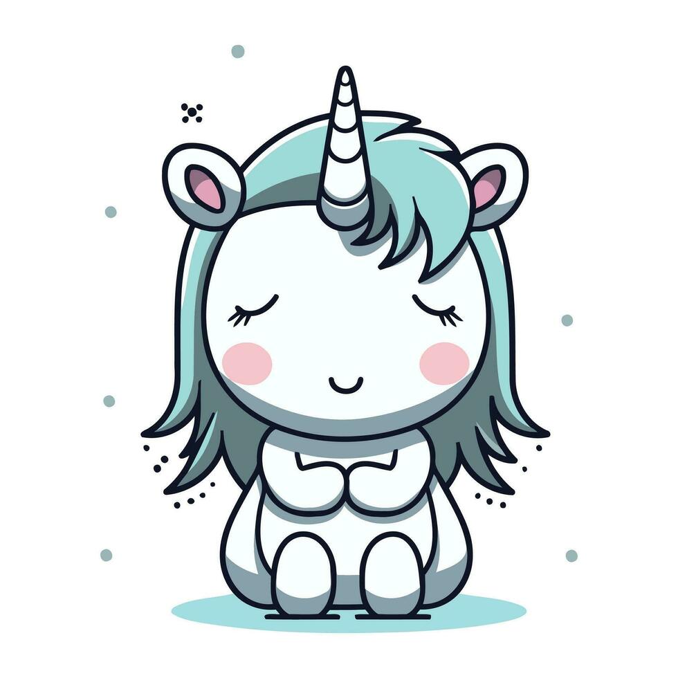 linda dibujos animados unicornio. vector ilustración aislado en un blanco antecedentes.