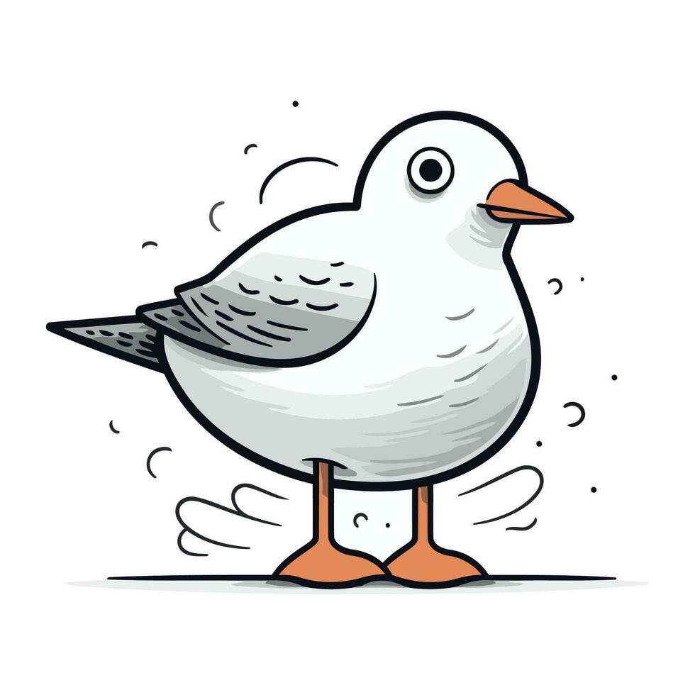 Cute seagull isolated on white background. Vector illustration.