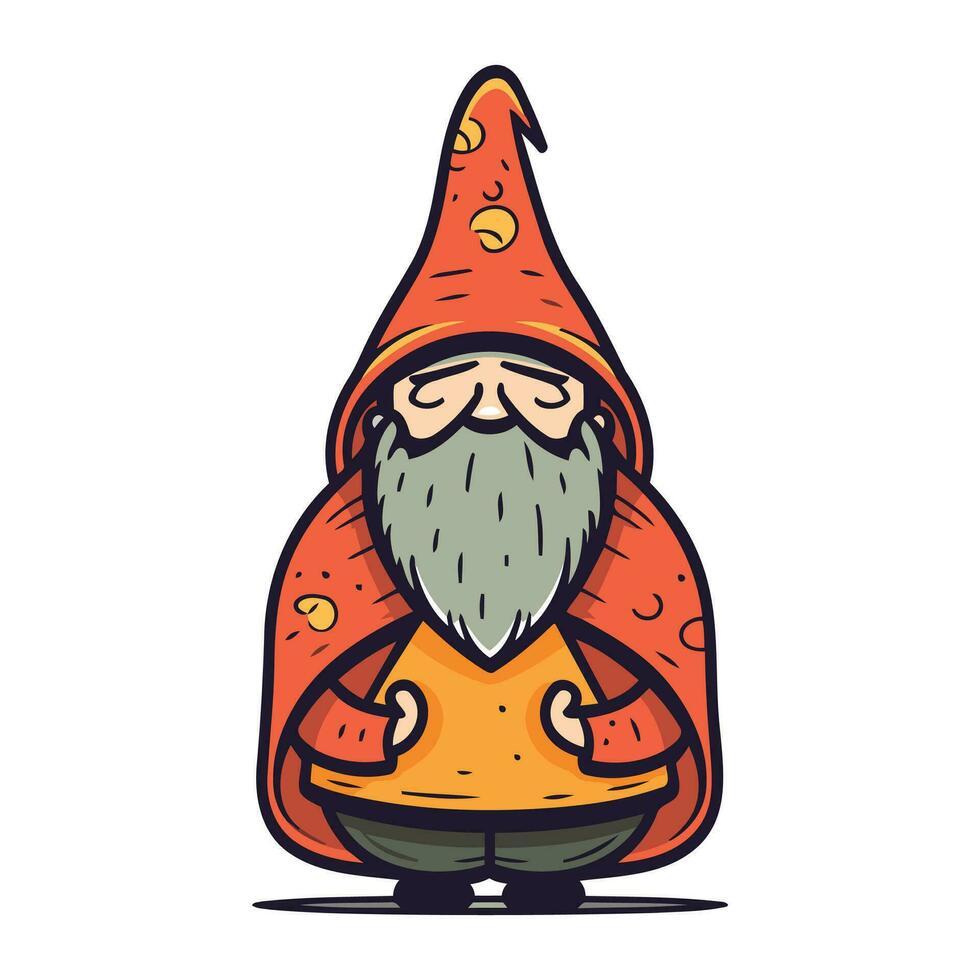 Cartoon gnome. Vector illustration. Isolated on white background.