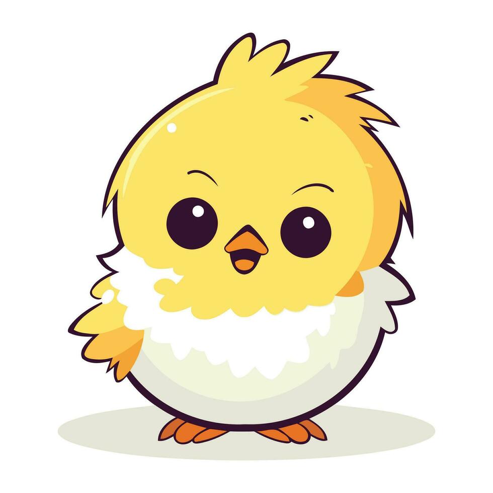 Cute little chick isolated on white background. Vector cartoon illustration.