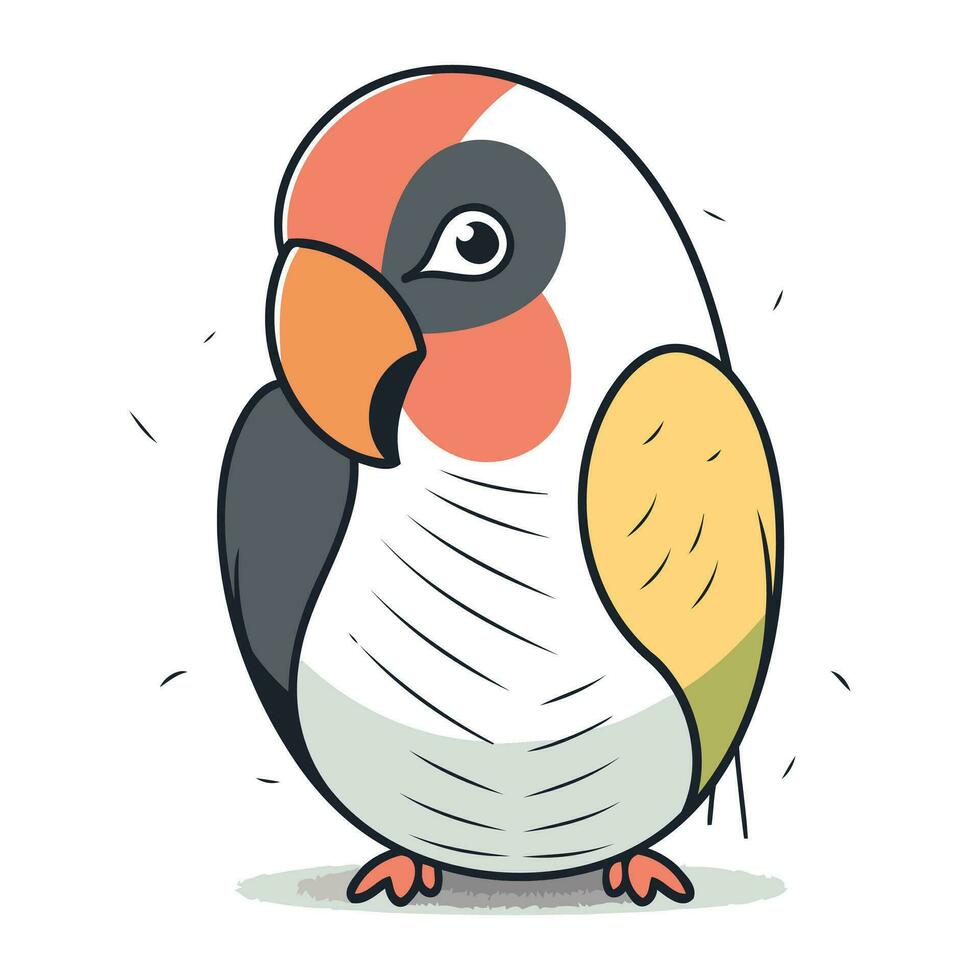 Parrot isolated on white background. Vector illustration in cartoon style.