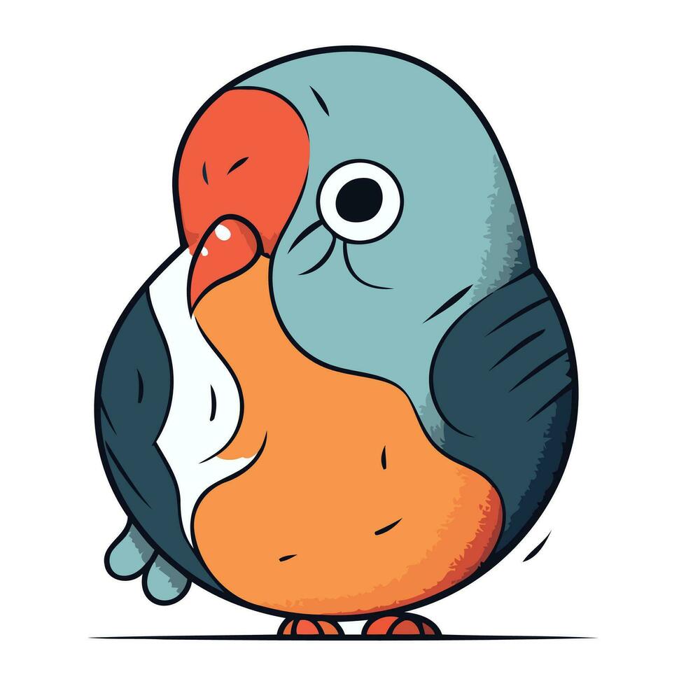 Cute cartoon bird. Vector illustration isolated on a white background.