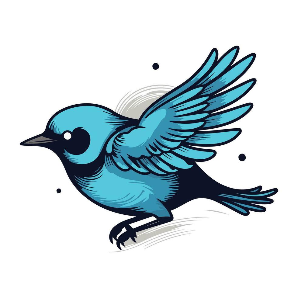 Blue bird. Vector illustration. Isolated on white background. EPS 10