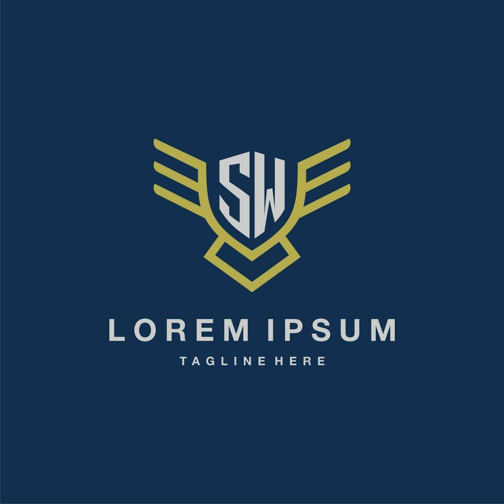 SW initial monogram logo for creative eagle line image vector design