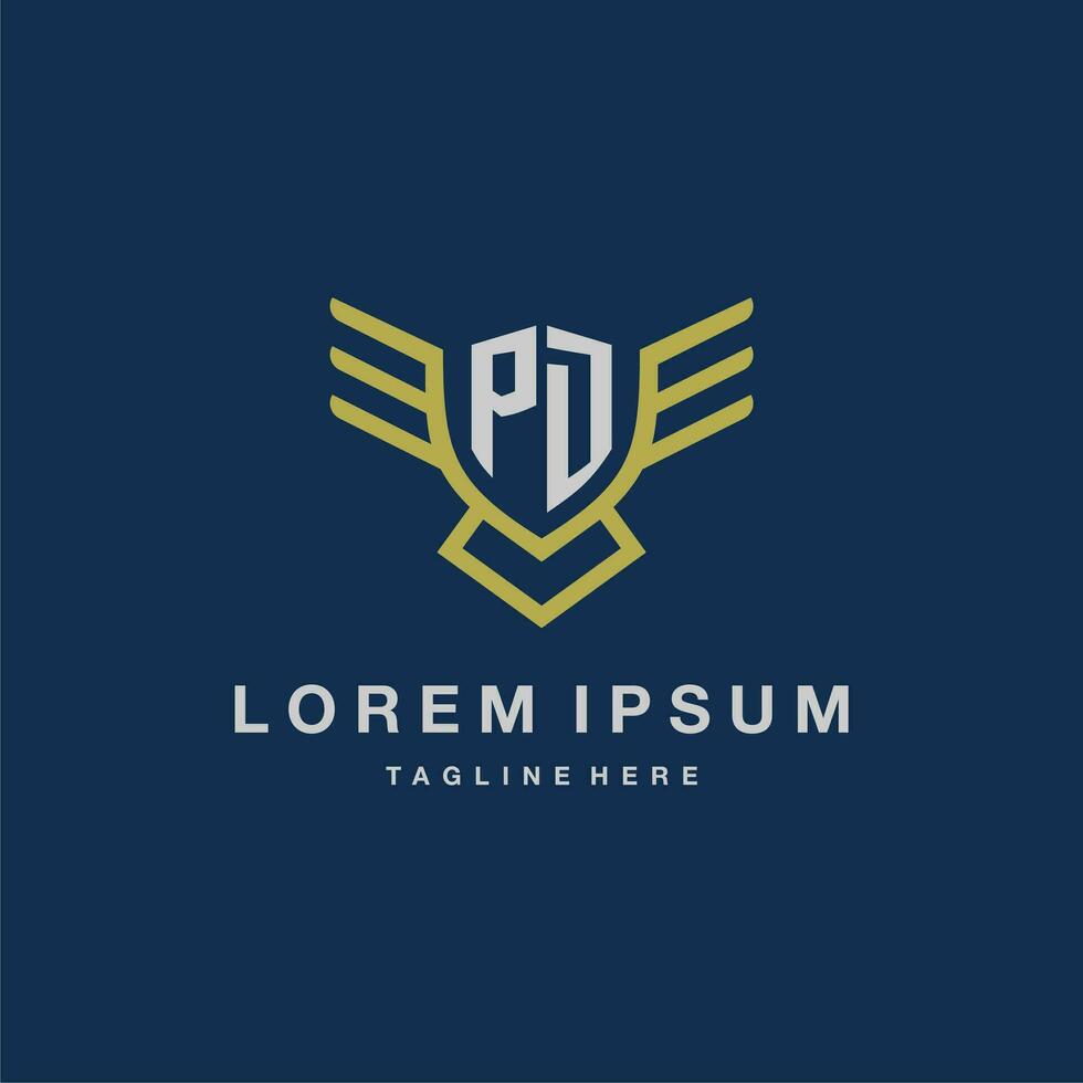 PD initial monogram logo for creative eagle line image vector design