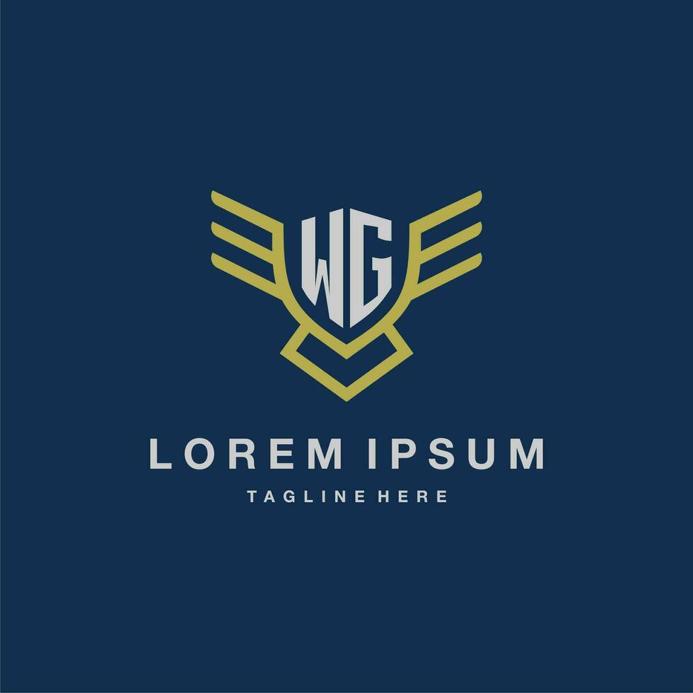 WG initial monogram logo for creative eagle line image vector design