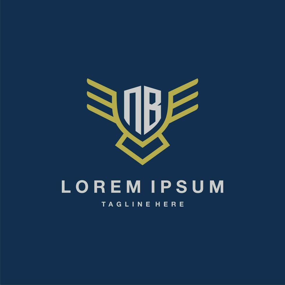 NB initial monogram logo for creative eagle line image vector design