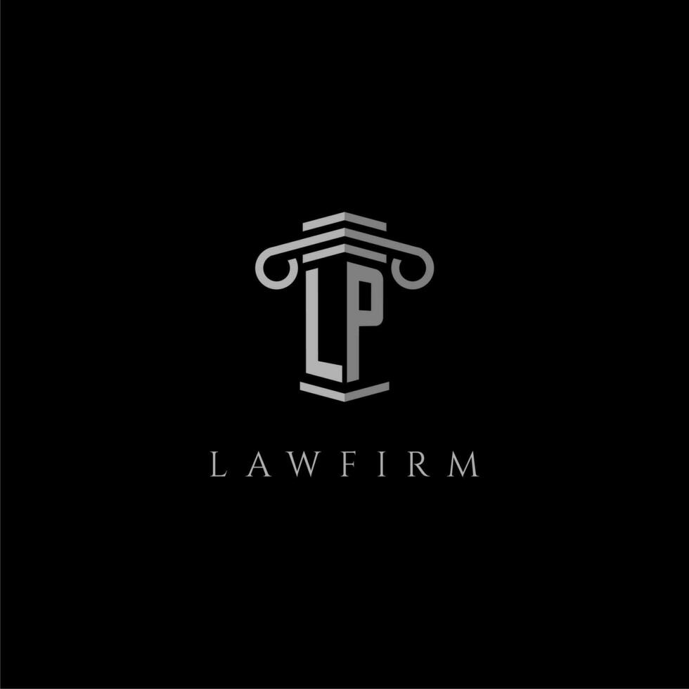 LP initial monogram logo lawfirm with pillar design vector