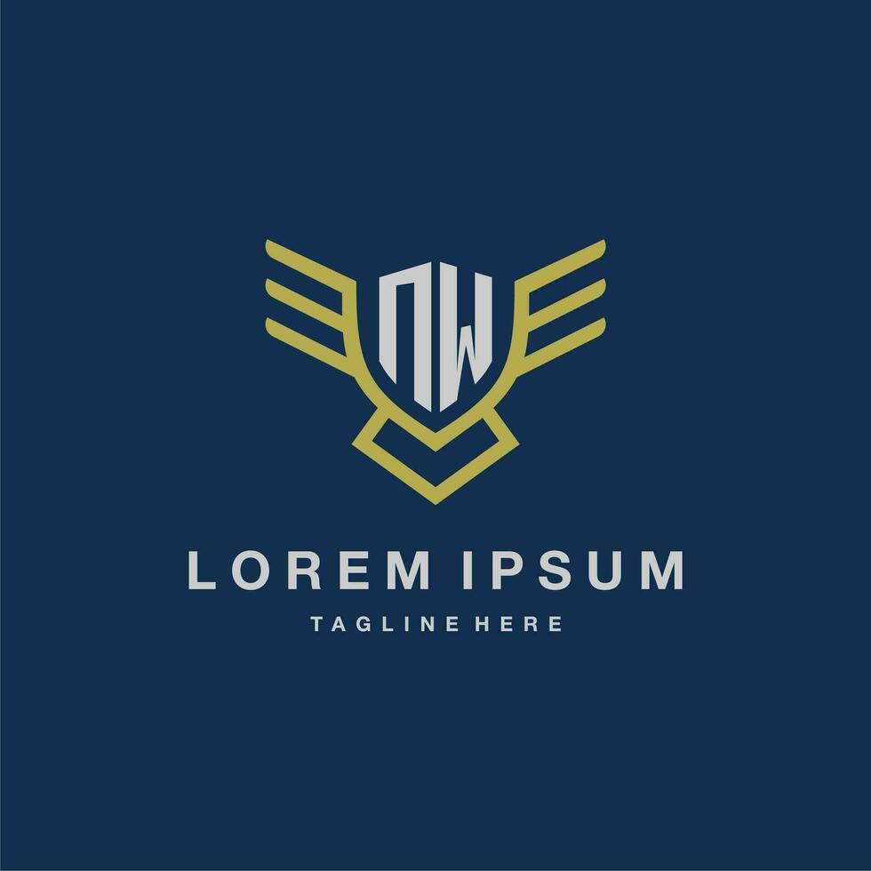 NW initial monogram logo for creative eagle line image vector design
