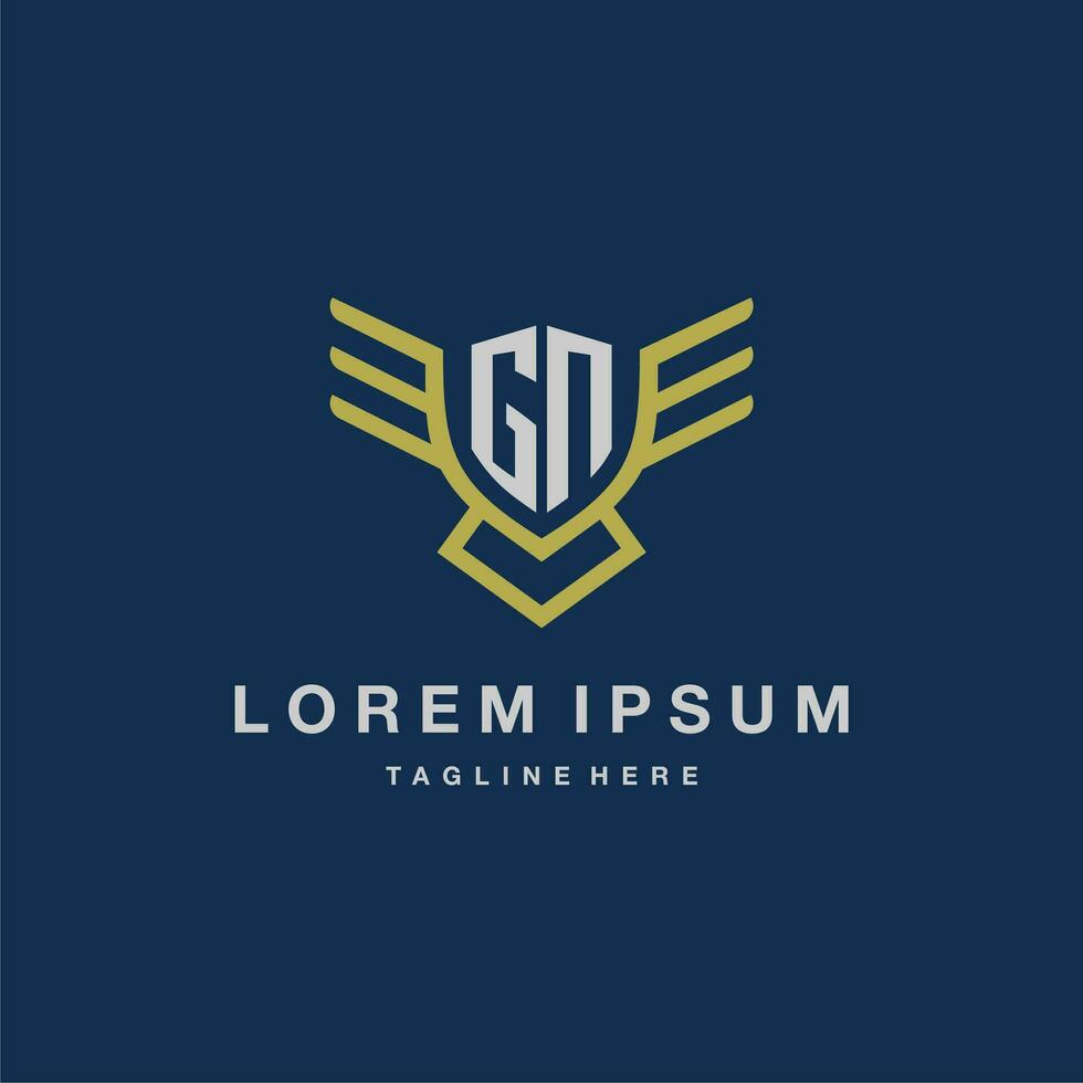 GN initial monogram logo for creative eagle line image vector design