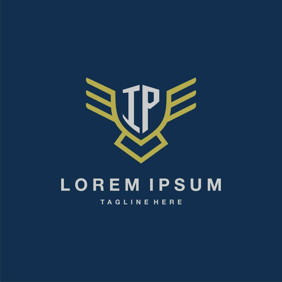 IP initial monogram logo for creative eagle line image vector design