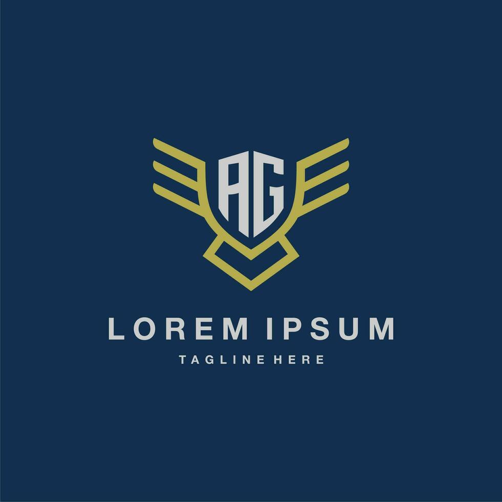 AG initial monogram logo for creative eagle line image vector design