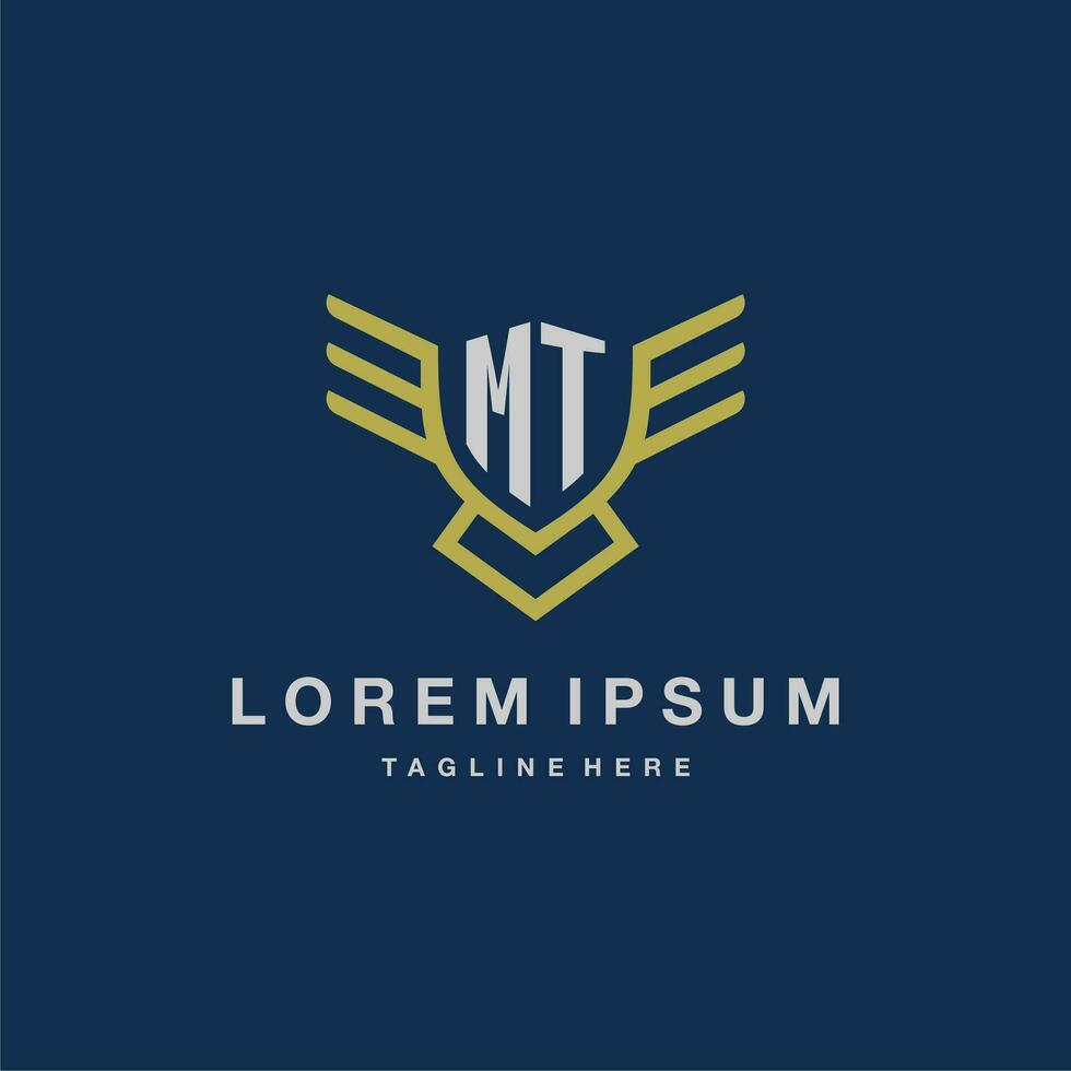 MT initial monogram logo for creative eagle line image vector design