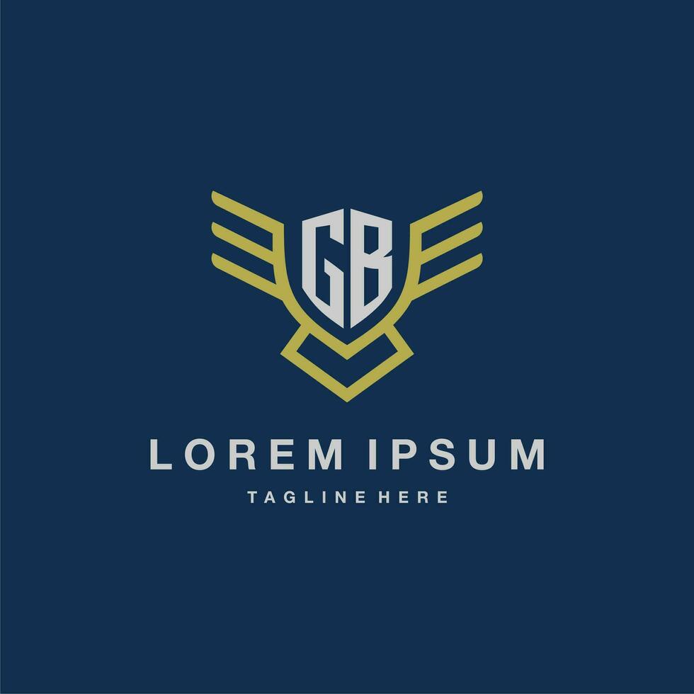 GB initial monogram logo for creative eagle line image vector design