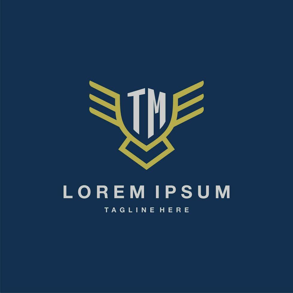 TM initial monogram logo for creative eagle line image vector design