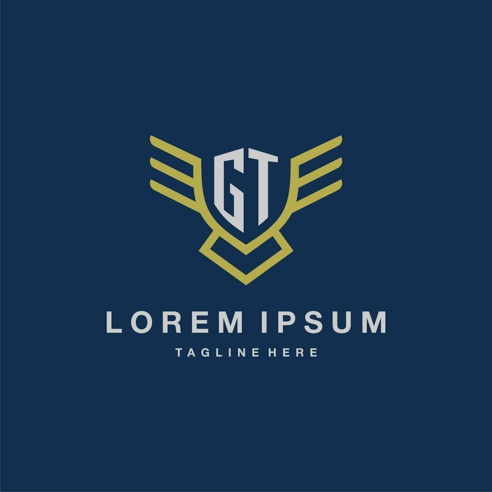 GT initial monogram logo for creative eagle line image vector design