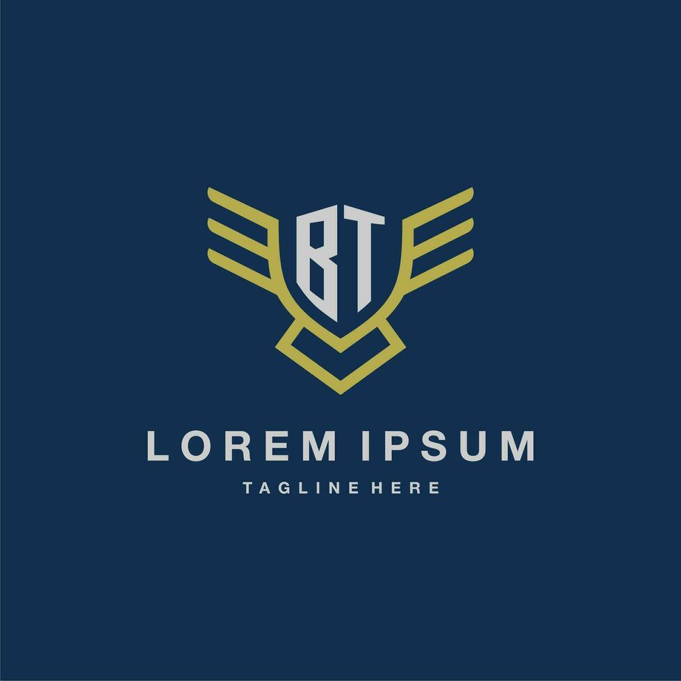 BT initial monogram logo for creative eagle line image vector design